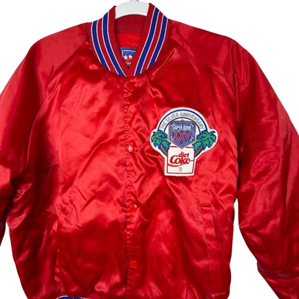 Vintage‎ 1991 NFL Super Bowl XXV Diet Coke Satin Bomber Jacket Sz M USA Starline